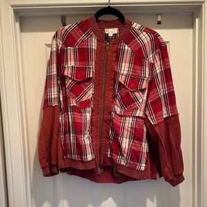 Oli & Hali Rust Plaid Bomber Jacket